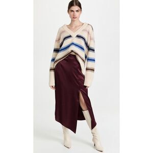 MINKPINK Nador Flounce Satin Slip skirt wine women’s small.